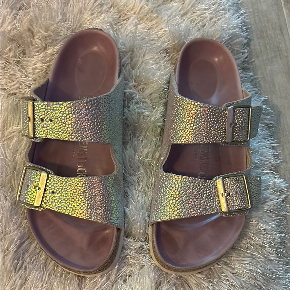 Birkenstock Metallic Iridescent Arizona Sandals